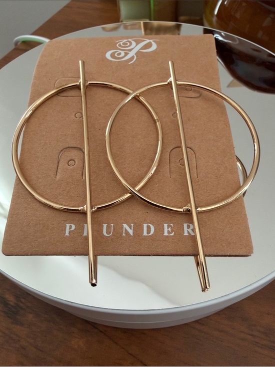 Plunder Jewelry - Gold Linear Hoop Earrings
